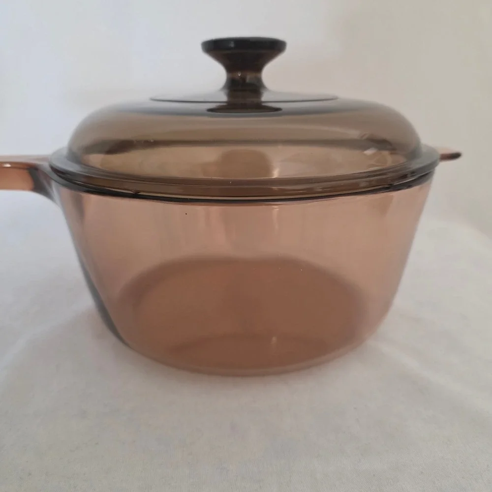 Visions Corning Amber Glass Saucepan 2.5L with Lid Made in USA  NWOT